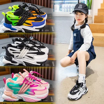 Весенние детские кроссовки Для мальчиков, детская обувь для девочек, новинка 2024 года, хлопковая осенняя теннисная обувь для девочек, модный тренд, повседневная спортивная обувь для бега