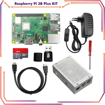 Оригинальный комплект Raspberry Pi 3b Plus с SD-картой + Алюминиевый корпус + Питание 3A с переключателем ВКЛЮЧЕНИЯ/ВЫКЛЮЧЕНИЯ + Кабель HDMI для Raspberry Pi 3B Plus