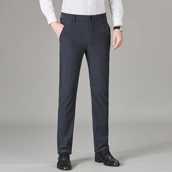 Новый осенне-зимний модный тренд, однотонные вельветовые полуэластичные брюки для делового костюма, простые повседневные мужские удобные брюки