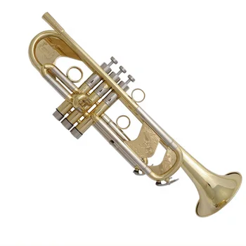 покрытая золотым лаком тяжелая модель Bb key trumpet professional