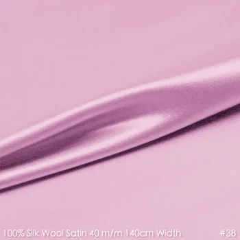 ШЕЛК, ШЕРСТЬ, АТЛАС 140 см, ширина 40 мм/28% Шелк + 72% шерсть, Атласная Ткань, Высококачественные Бутик-платья, ткань 38 персиково-розового цвета