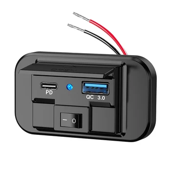 12-24 В PD Type-C USB QC3.0 Порты Разъем для быстрого зарядного устройства Панель розетки Автомобильная зарядка