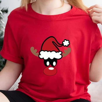 Женские футболки с мультяшным Рождеством, Фестиваль Харадзюку, День Рождения, графическая футболка с круглым вырезом, Уличная одежда, модная футболка, женские топы