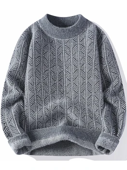 Новый мужской свитер, Осенняя Мода, Однотонный трикотажный свитер, Приталенная Уличная одежда, Мужской Вязаный свитер, Мужской пуловер A254