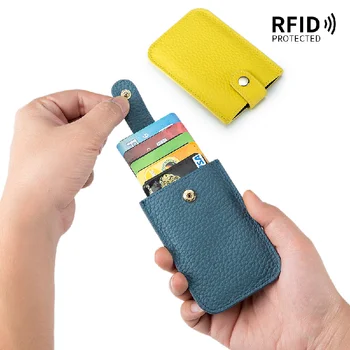 Тонкий футляр для карт Тонкий держатель для карт Минималистичный чехол для кредитных карт с RFID-блокировкой, сильный магнитный задний карман, мужской кошелек